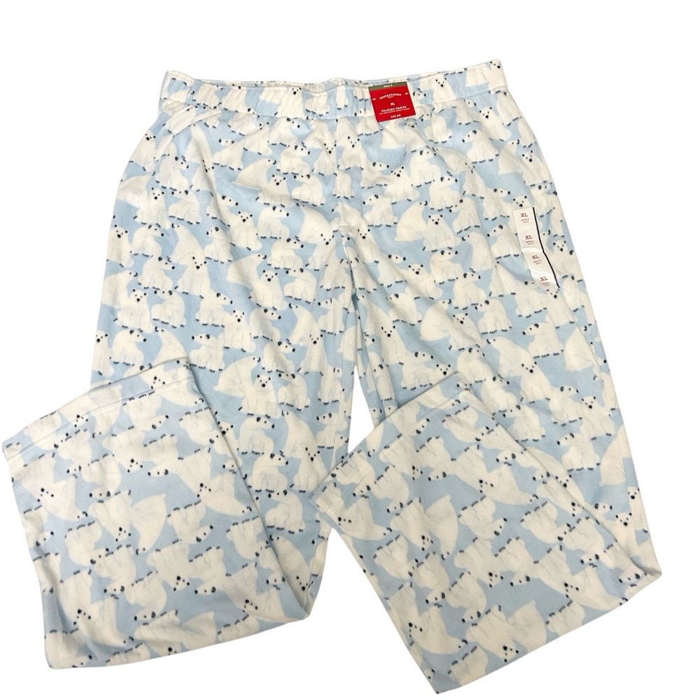 🆕 Wondershop Light Blue White Polar Bears Elastic Waist Fleece PJ Pants Size XL